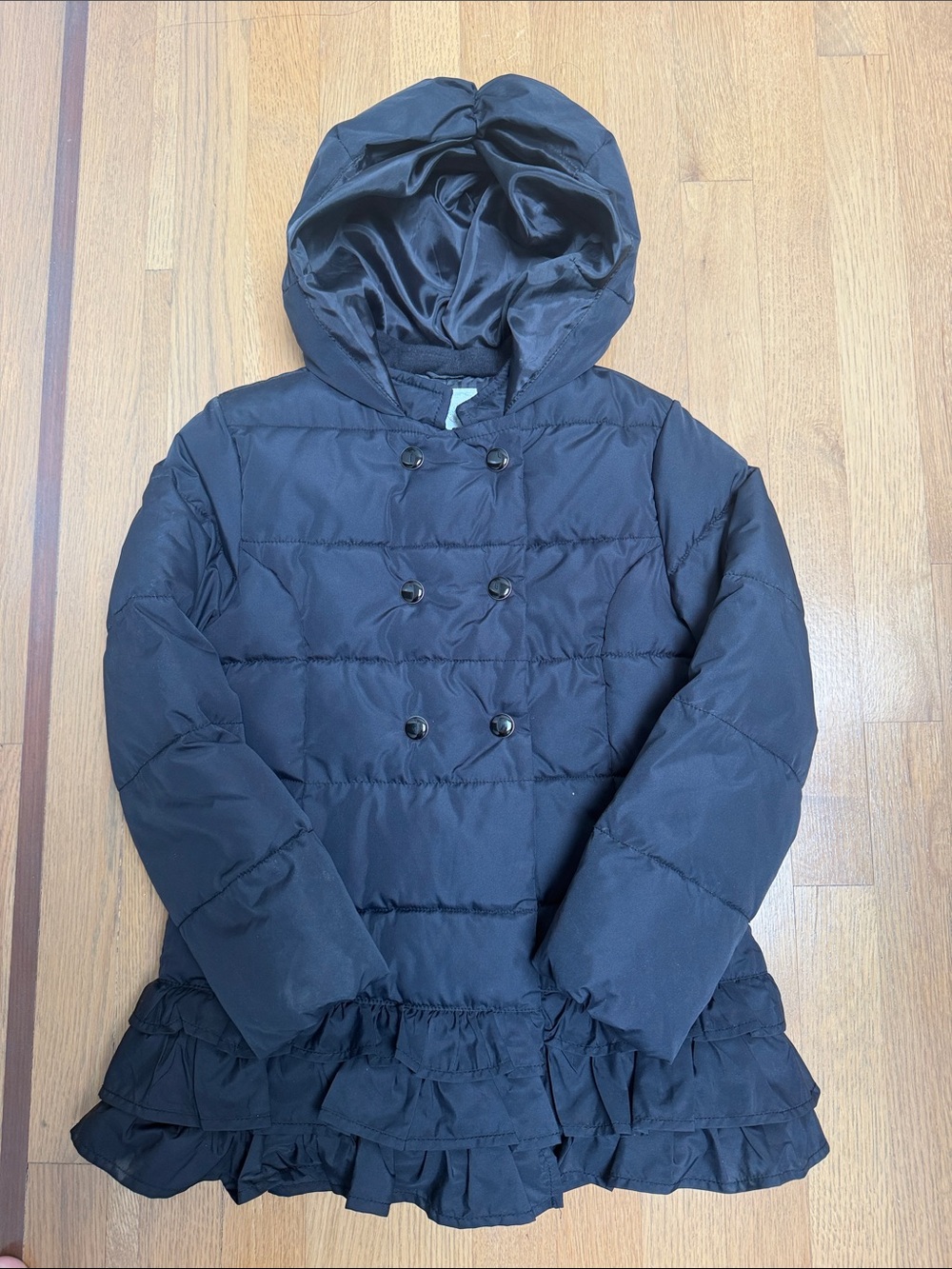 Gymboree Black Ruffle Hem Puffer Jacket